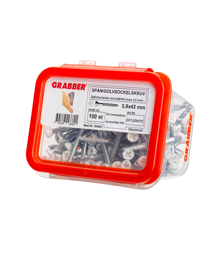 Spånskruv borrspets vit 3.8x42 100st